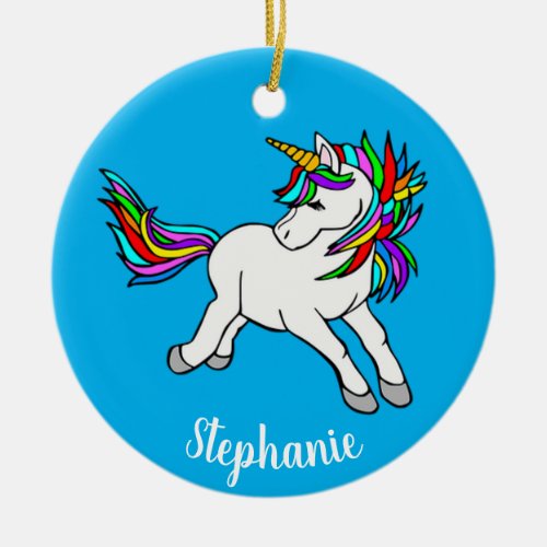 Colorful Unicorn Design Ceramic Ornament