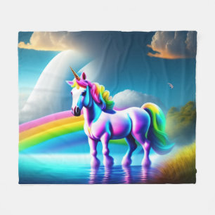 Colorful Unicorn Fleece Blanket