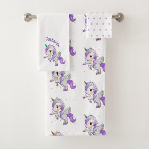 Colorful Unicorn Girly Bath Towel Set