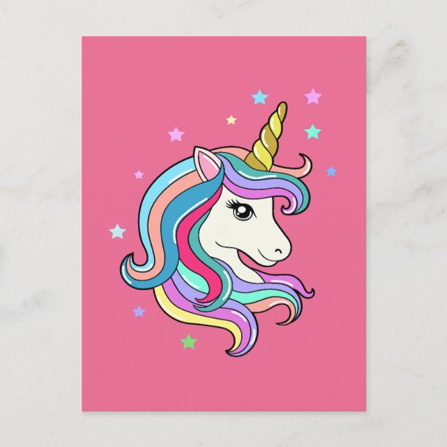 Colorful Unicorn Holiday Postcard (Front)