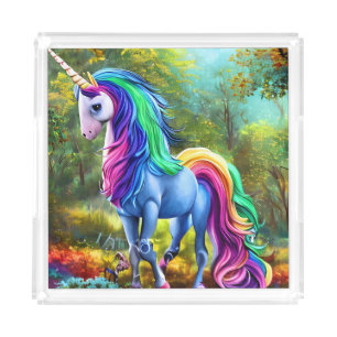 Colorful Unicorn Horse in The Forest-46567 Acrylic Tray