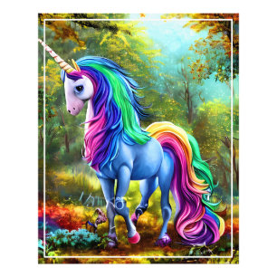 Colorful Unicorn Horse in The Forest-46567 Photo Print