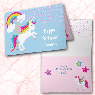 Colorful Unicorn Kids Birthday Card