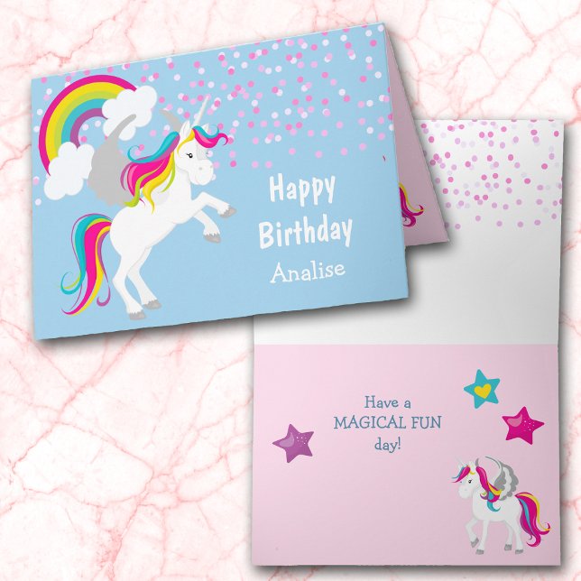 Colorful Unicorn Kids Birthday Card (Creator Uploaded)