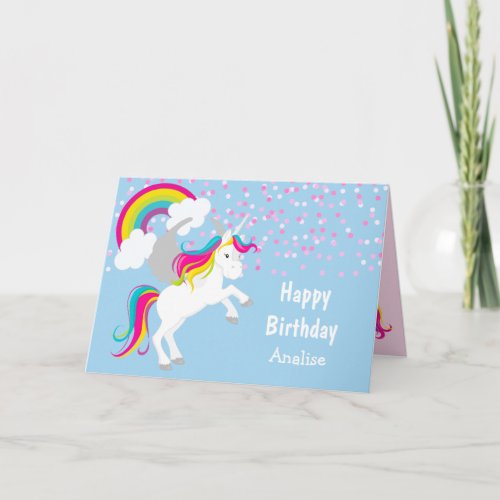 Colorful Unicorn Kids Birthday Card