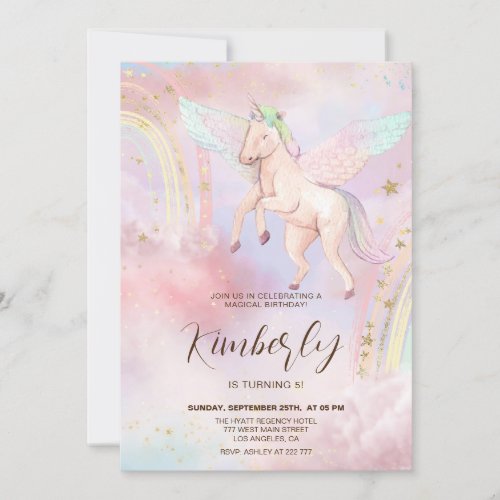 Colorful Unicorn Kids Birthday Invitation