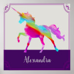 Colorful Unicorn Kid&#39;s Name Personalized Poster at Zazzle