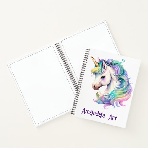 Colorful Unicorn Kids Personalized Sketch  Notebook