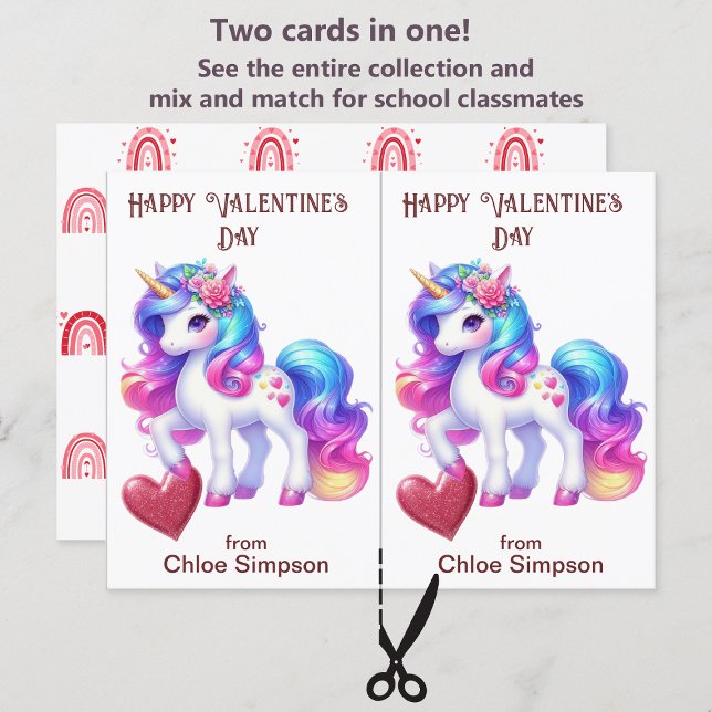 Colorful Unicorn Kid's Valentine Classroom Card (Creator Uploaded)