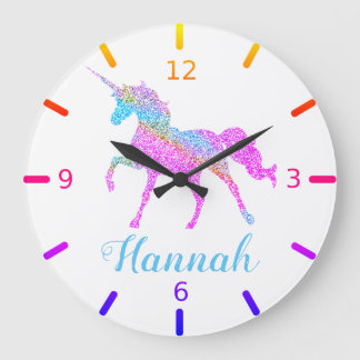 Colorful Unicorn Large Clock