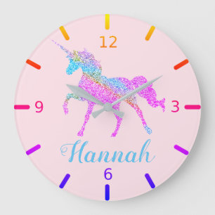 Colorful Unicorn Large Clock