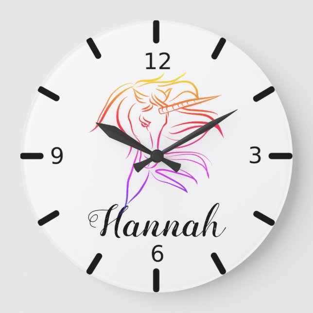 Colorful Unicorn Large Clock (Front)