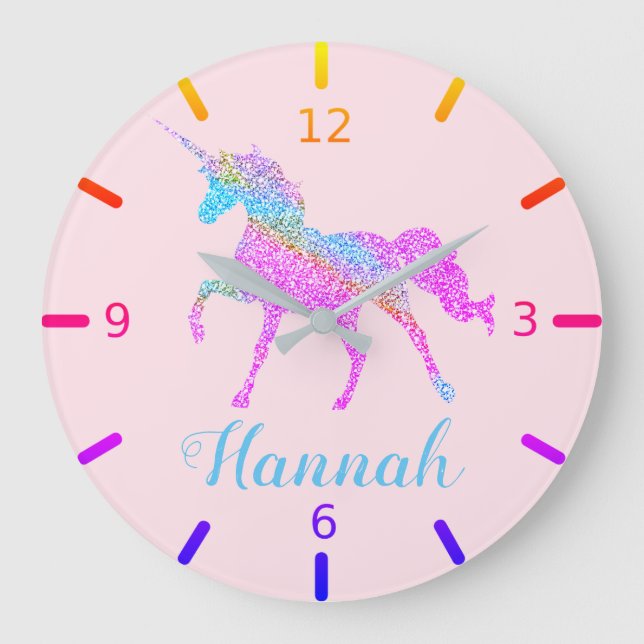 Colorful Unicorn Large Clock (Front)