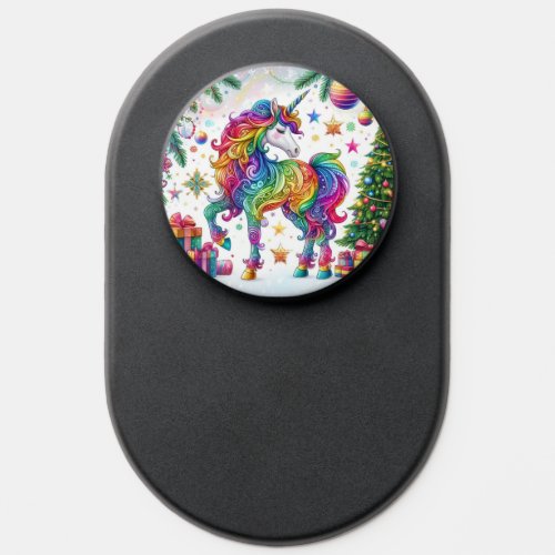 Colorful unicorn magical Christmas PopSocket