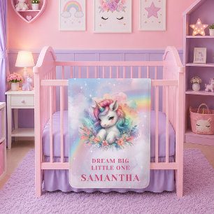 Colorful Unicorn Magical Day Baby Blanket Birthday