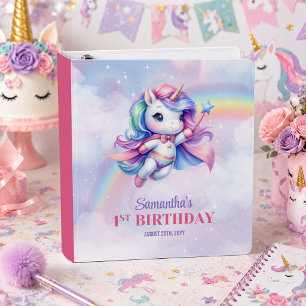 Colorful Unicorn Magical Day Girl Birthday Binder