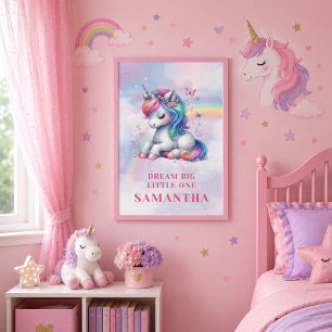 Colorful Unicorn Magical Pastel Framed Canvas Print