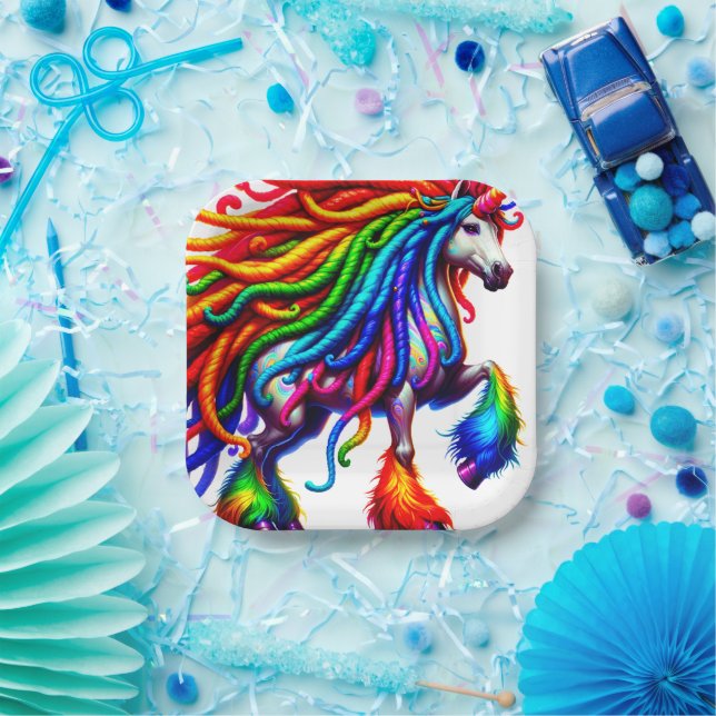 Colorful Unicorn Paper Plates (Party)