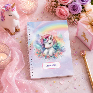 Colorful Unicorn Pastel Magical Girl Birthday Note Notebook