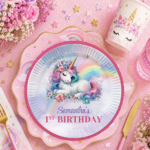 Colorful Unicorn Pastel Magical Girl Party Plates