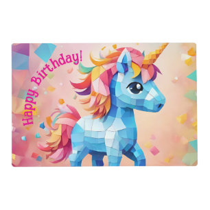 Colorful Unicorn Pinata Birthday Placemat