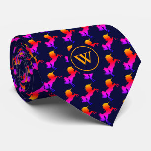 Colorful UNICORN plus MONOGRAM Blue Neck Tie