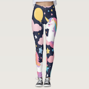 Colorful Unicorn rainbow balloon pattern for her Leggings