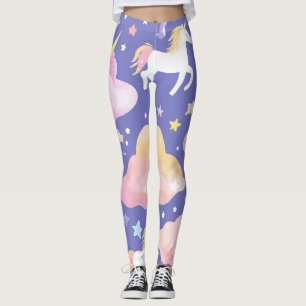 Colorful Unicorn rainbow balloon pattern for her Leggings