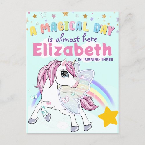 Colorful Unicorn Rainbow Cute Magical Pink Postcard
