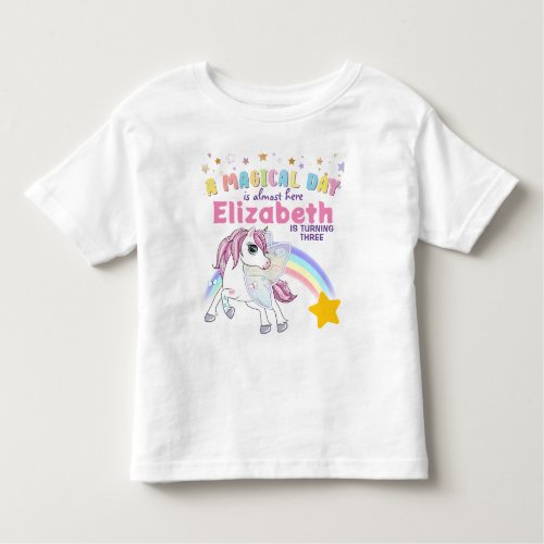 Colorful Unicorn Rainbow Cute Magical Pink Toddler T_shirt
