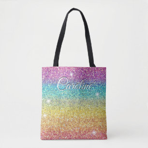 Colorful Unicorn Rainbow Glitter Trendy Pattern Tote Bag
