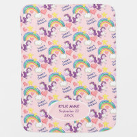 Colorful Unicorn Rainbow Hearts Baby Blanket