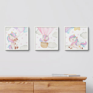 Colorful Unicorn, Rainbow, Stars, Girl Nursery Peel And Stick Photo Tile