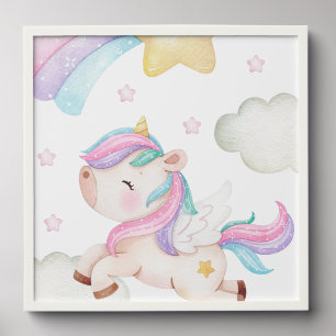 Colorful Unicorn, Rainbow, Stars, Girl Nursery Peel And Stick Photo Tile