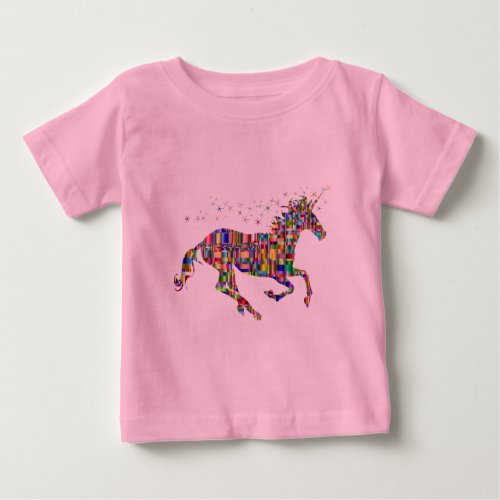 Colorful Unicorn Shiny Legendary Horse Mosaic Baby T_Shirt