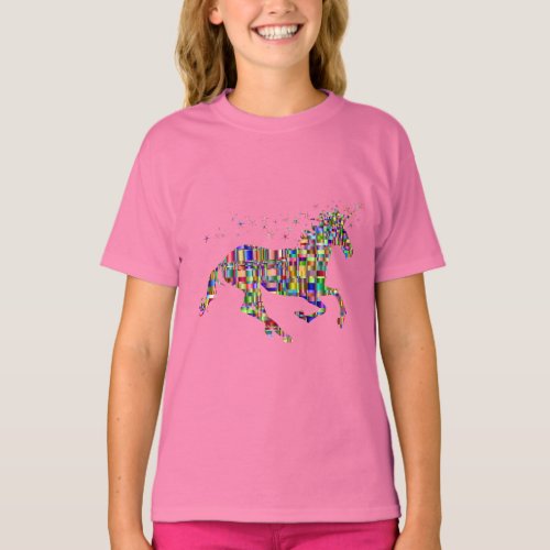 Colorful Unicorn Shiny Legendary Horse Mosaic T_Shirt