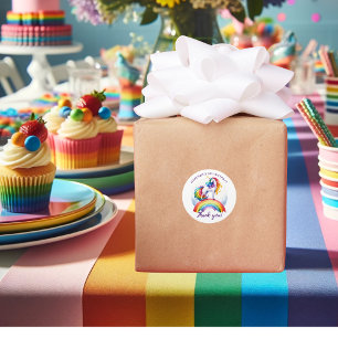 Colorful, Unicorn Themed Rainbow Classic Round Sticker