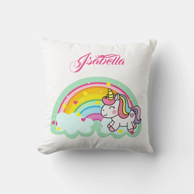 Colorful Unicorn Throw Pillow (Front)