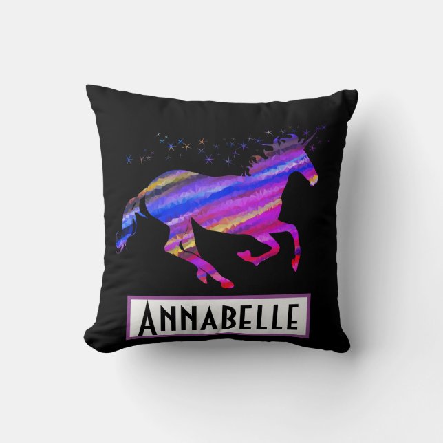 Colorful Unicorn Throw Pillow (Front)