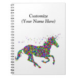 Colorful Unicorn With Custom Name Notebook at Zazzle