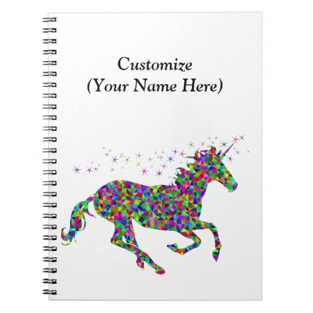 Colorful Unicorn With Custom Name Notebook