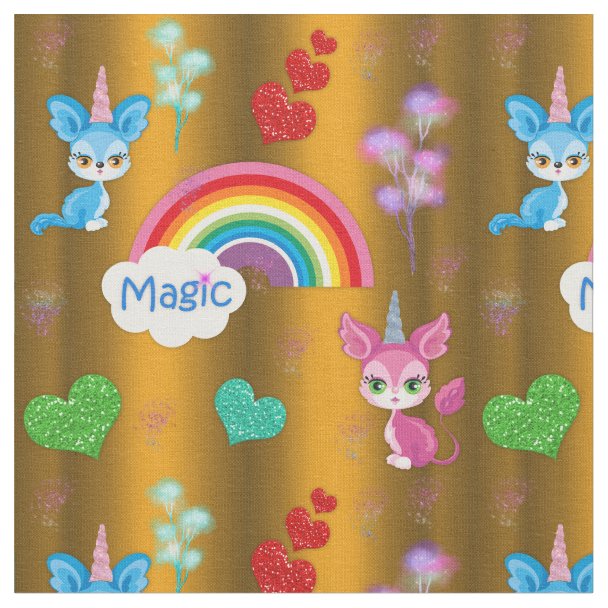 Gold Glitter Unicorn Fabric Zazzle