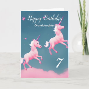 Colorful Unicorns Happy Birthday Granddaughter Card