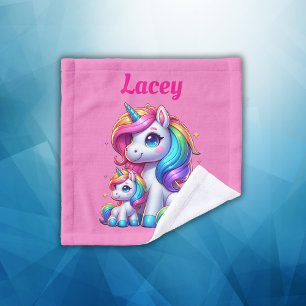 Colorful Unicorns, Monogrammed with Name   Wash Cloth