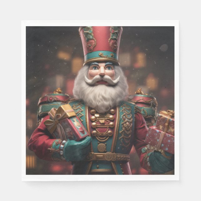 Colorful uniformed gentleman with many presents napkins (Front)