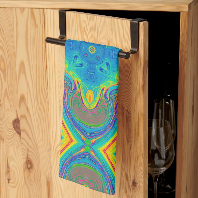 Colorful Unique Abstract Kitchen Towel (Thirds Fold)