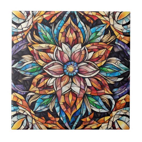 Colorful Unique Abstract Mosaic Flower  Ceramic Tile