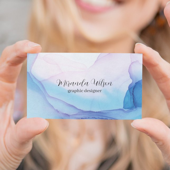 Colorful Unique Blue Pink Ink Designer Business Card (Colorful Unique Blue Pink Ink Graphic Designer Business Card)