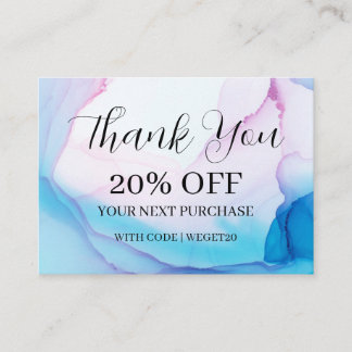 Colorful Unique Blue Pink Ink Discount Business Card
