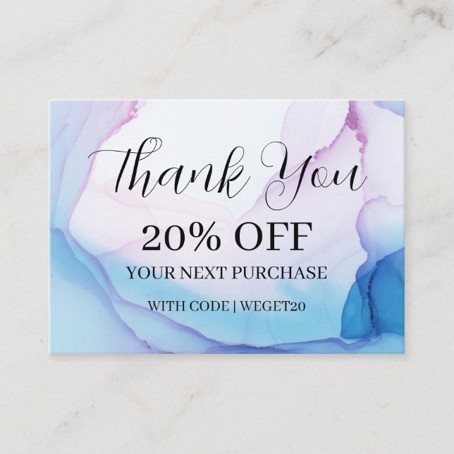 Colorful Unique Blue Pink Ink Discount Business Card (Front)